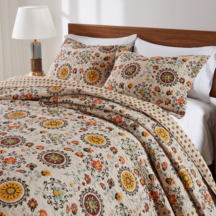 Andorra Full Reversible Cotton Bedspread Set in Brown