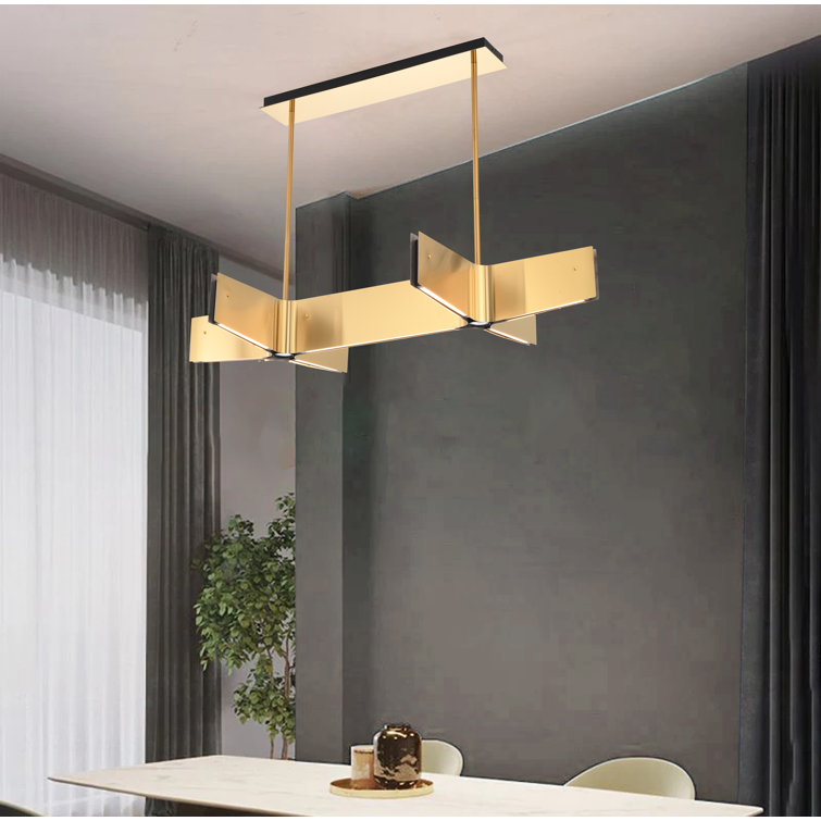 Brass and Acrylic 48'' LED Chandelier