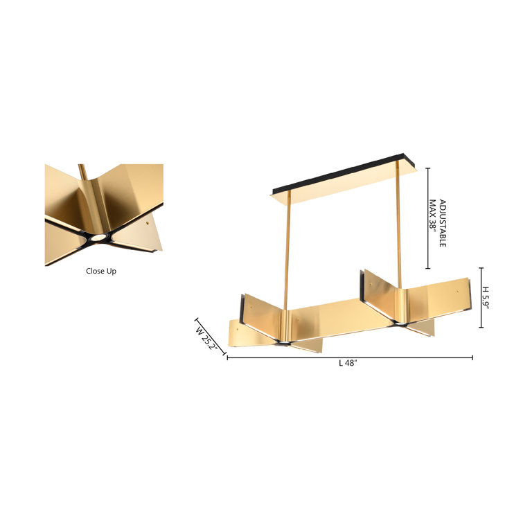 Brass and Acrylic 48'' LED Chandelier