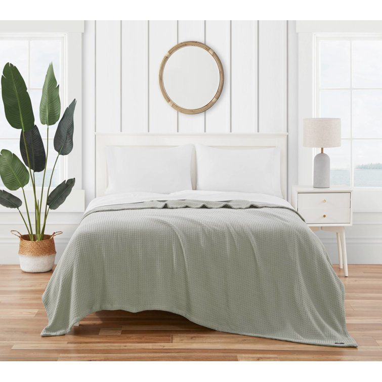 Coastal Knit Grey Cotton King-Size Reversible Blanket