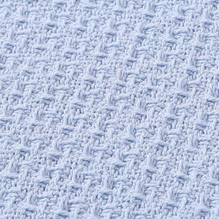 Cozy Coast Blue Cotton Full/Queen Knitted Blanket