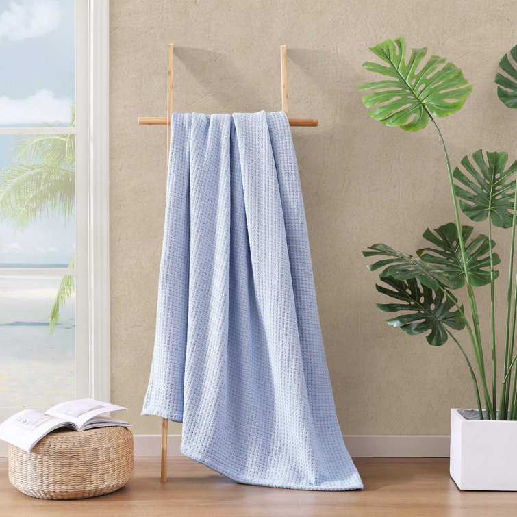Cozy Coast Blue Cotton Full/Queen Knitted Blanket