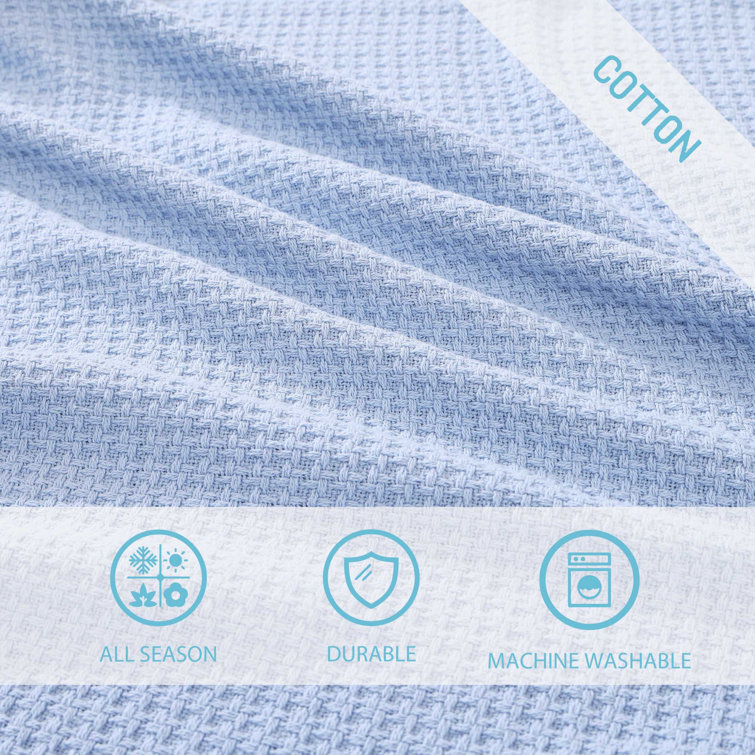 Cozy Coast Blue Cotton Full/Queen Knitted Blanket