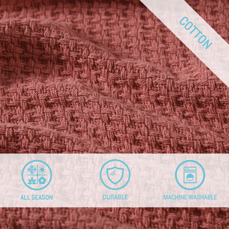 King Coral Cotton Woven Reversible Blanket