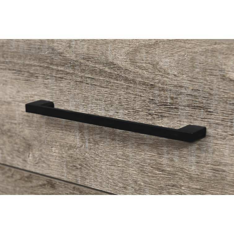 Weathered Oak and Matte Black Industrial Double Dresser with Soft Close Drawer