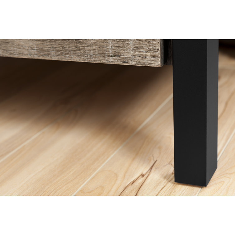 Weathered Oak and Matte Black Industrial Double Dresser with Soft Close Drawer