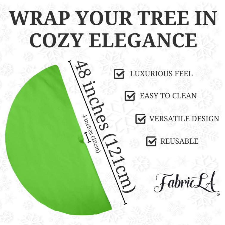 Lime Green Faux Fur Christmas Tree Skirt, 48-inch