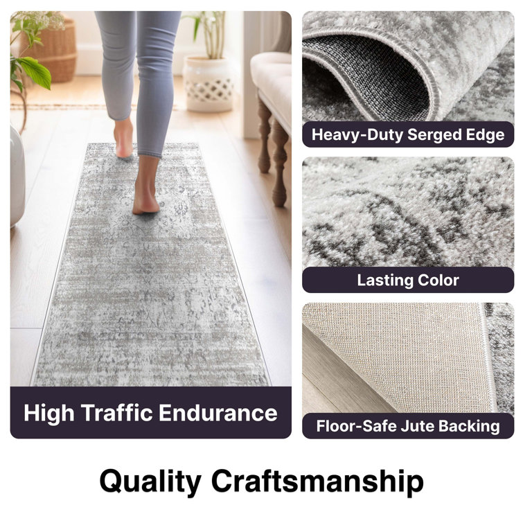 Reversible Vintage Oriental Ivory Synthetic 5' x 7' Area Rug
