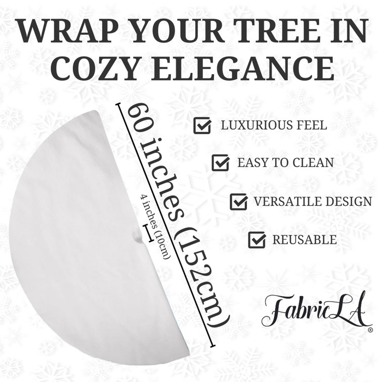 Luxurious White Faux Fur Christmas Tree Skirt, 60-inch Diameter