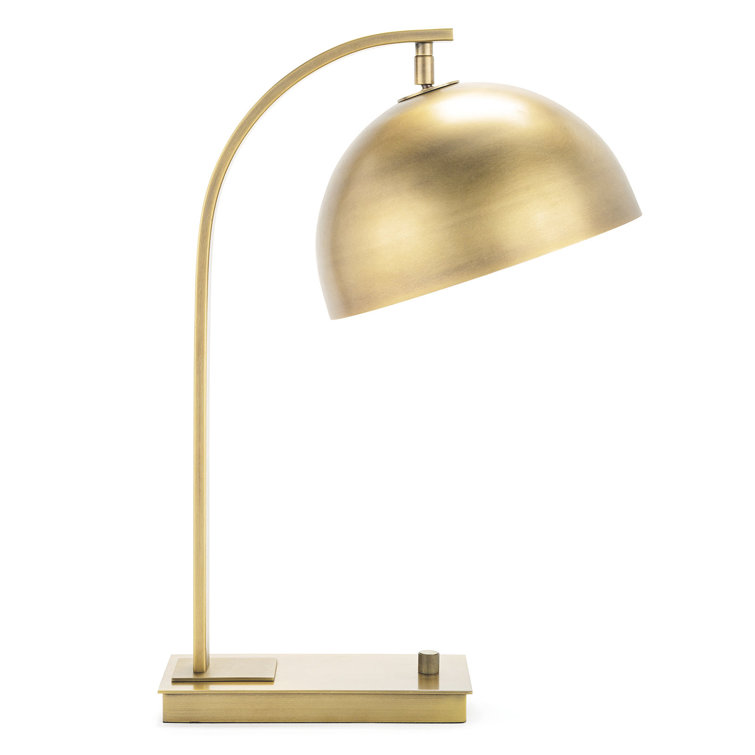 Otto Adjustable Arc Desk Lamp in Natural Brass