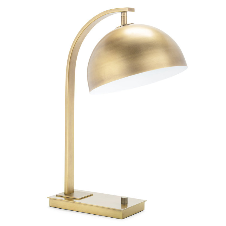 Otto Adjustable Arc Desk Lamp in Natural Brass