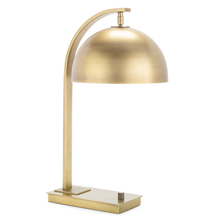 Otto Adjustable Arc Desk Lamp in Natural Brass