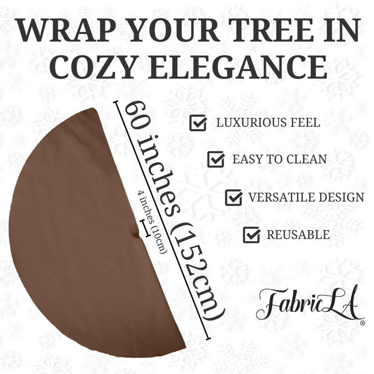 Luxurious Light Brown Faux Fur Christmas Tree Skirt, 60" Diameter