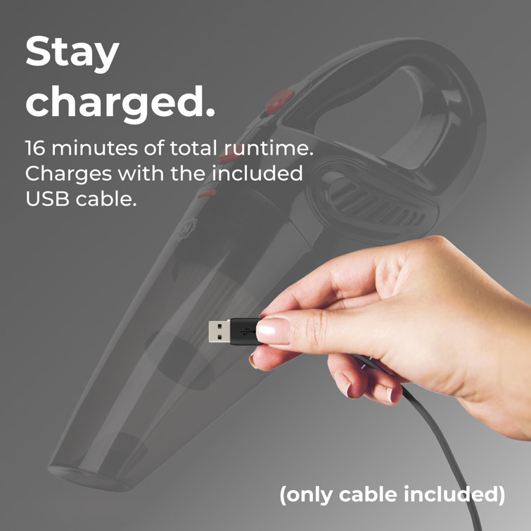 Black Cordless Handheld Vacuum with Washable HEPA Filter