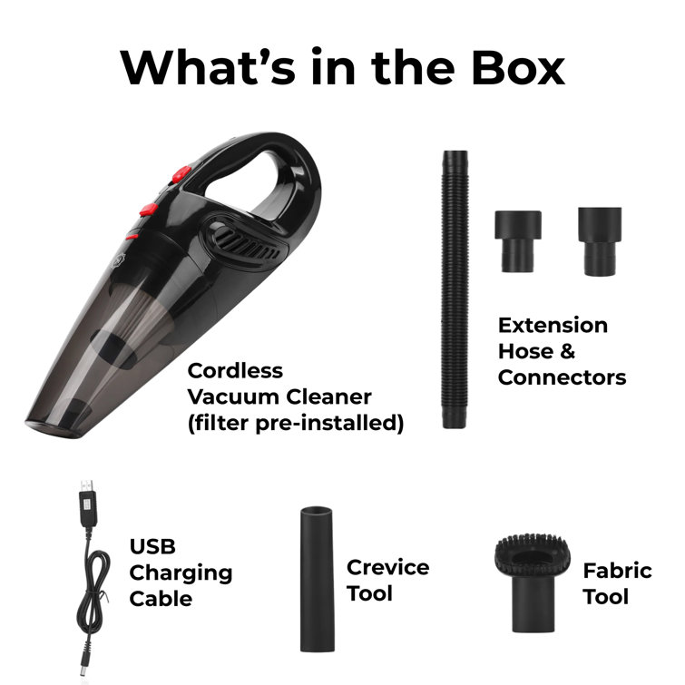 Black Cordless Handheld Vacuum with Washable HEPA Filter