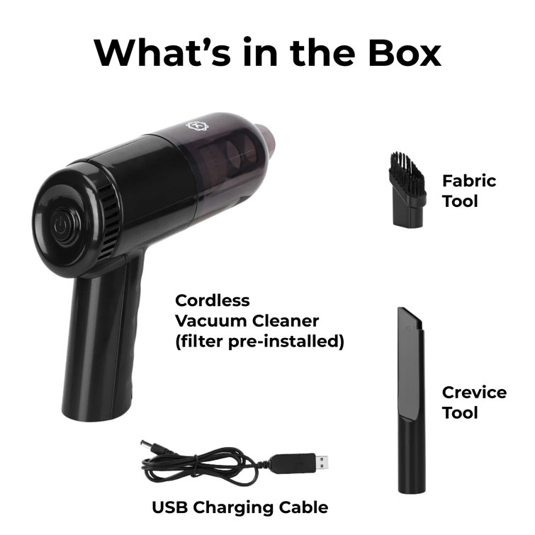 Portable Cordless Black Handheld Car Vacuum with Washable Filter