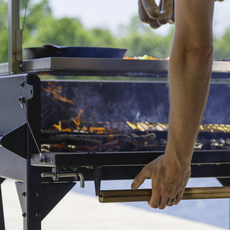 Argentine Santa Maria Charcoal Grill with Stainless Steel and Wood