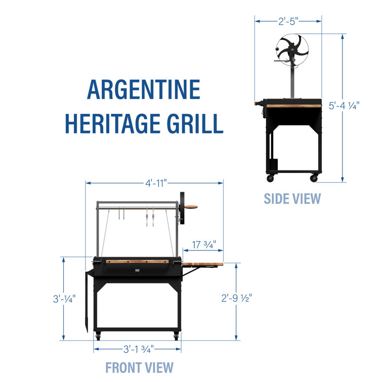 Argentine Santa Maria Charcoal Grill with Stainless Steel and Wood