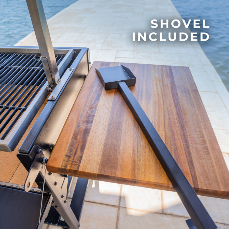 Argentine Santa Maria Charcoal Grill with Stainless Steel and Wood