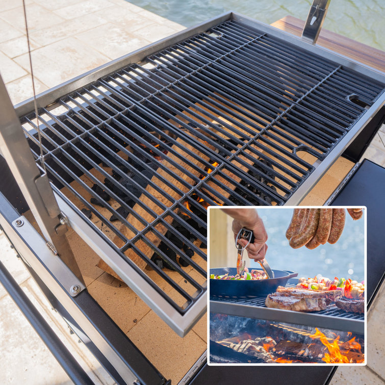 Argentine Santa Maria Charcoal Grill with Stainless Steel and Wood