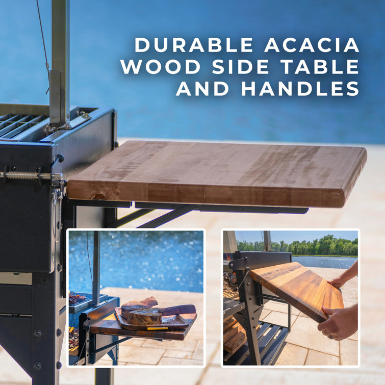 Argentine Santa Maria Charcoal Grill with Stainless Steel and Wood