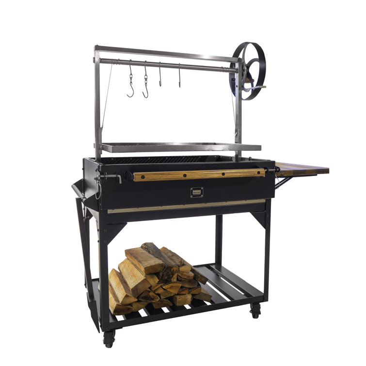Argentine Santa Maria Charcoal Grill with Stainless Steel and Wood