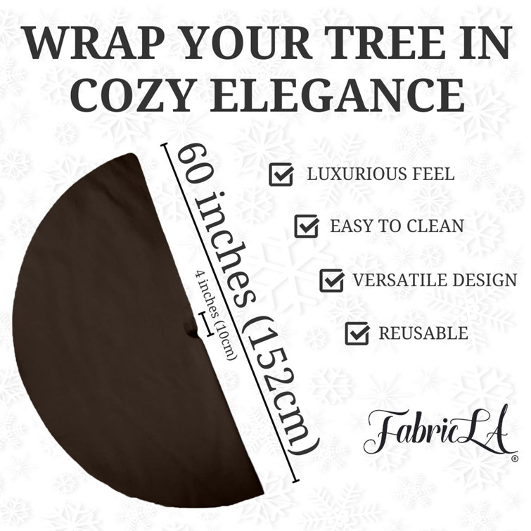 Luxurious Chocolate Brown Faux Fur Christmas Tree Skirt, 60" Diameter