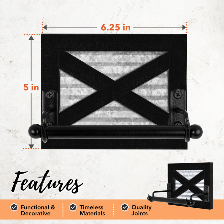 Black Wood and Metal Farmhouse Toilet Paper Holder