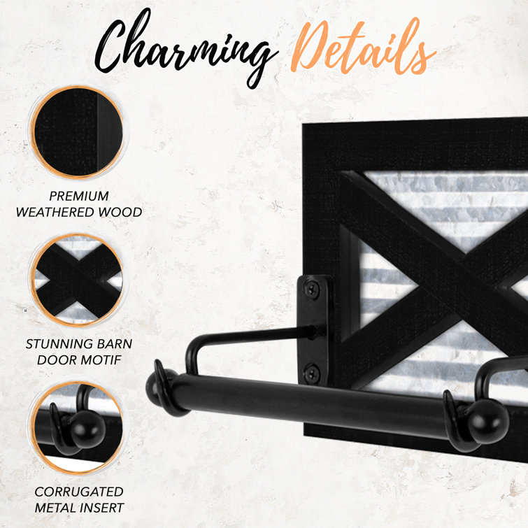 Black Wood and Metal Farmhouse Toilet Paper Holder