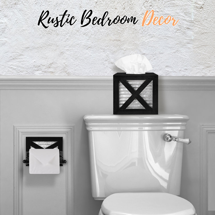 Black Wood and Metal Farmhouse Toilet Paper Holder