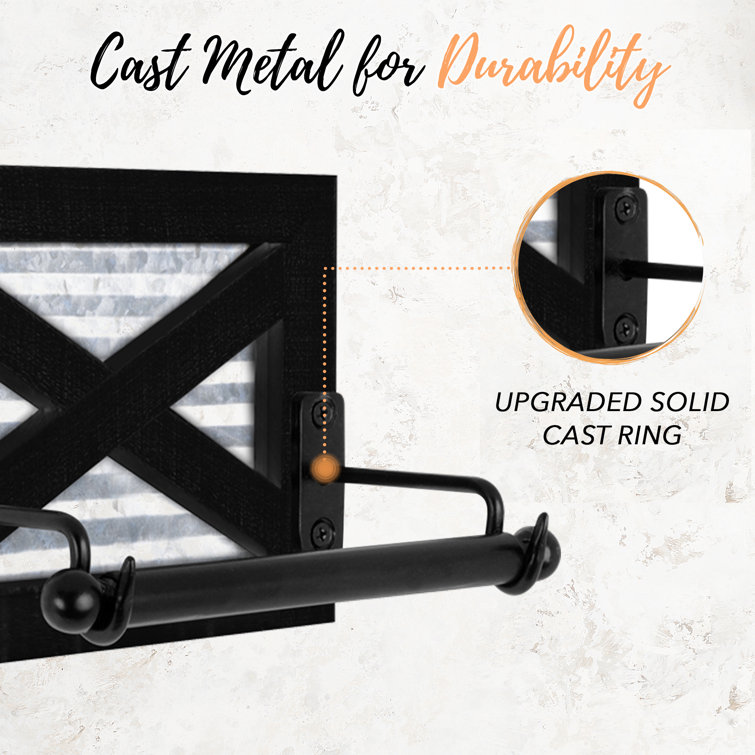 Black Wood and Metal Farmhouse Toilet Paper Holder