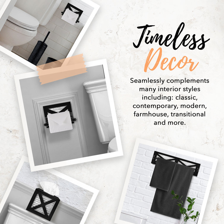Black Wood and Metal Farmhouse Toilet Paper Holder