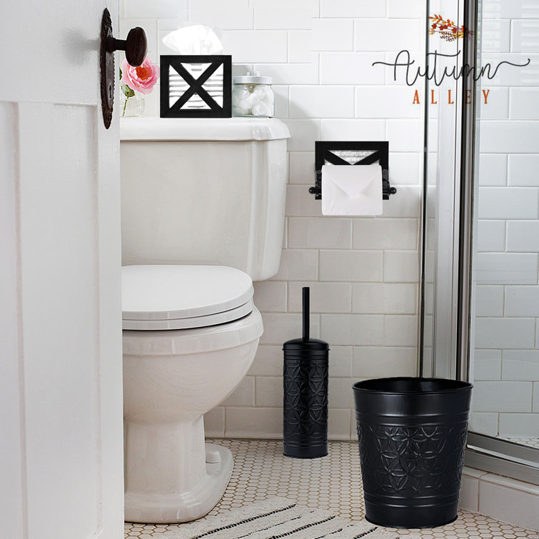 Black Wood and Metal Farmhouse Toilet Paper Holder