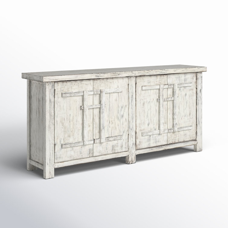 Antique White Reclaimed Pine Wood 74'' Rustic Sideboard