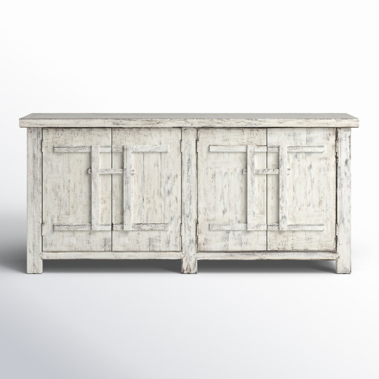 Antique White Reclaimed Pine Wood 74'' Rustic Sideboard