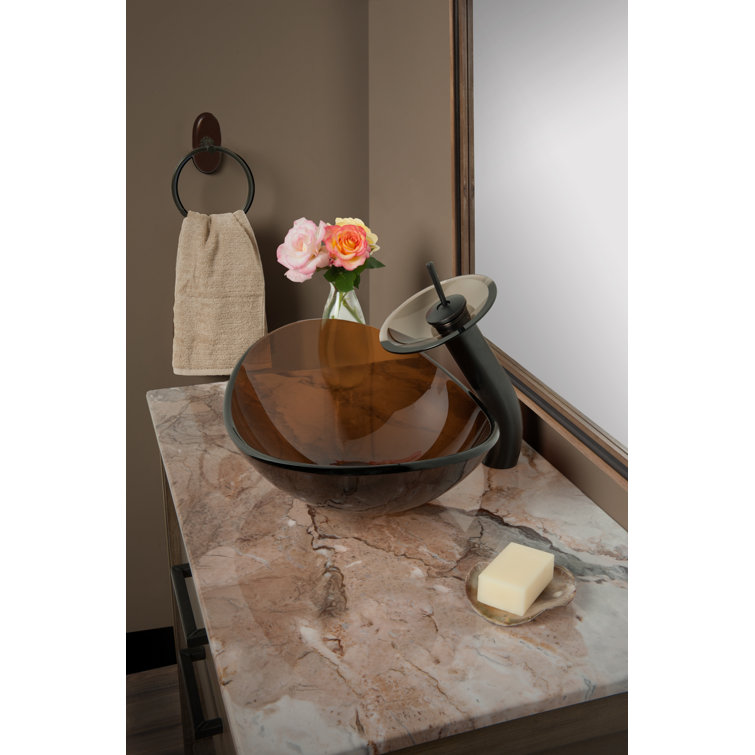 Tea-Tinted Oval Glass Above-Counter Vessel Sink