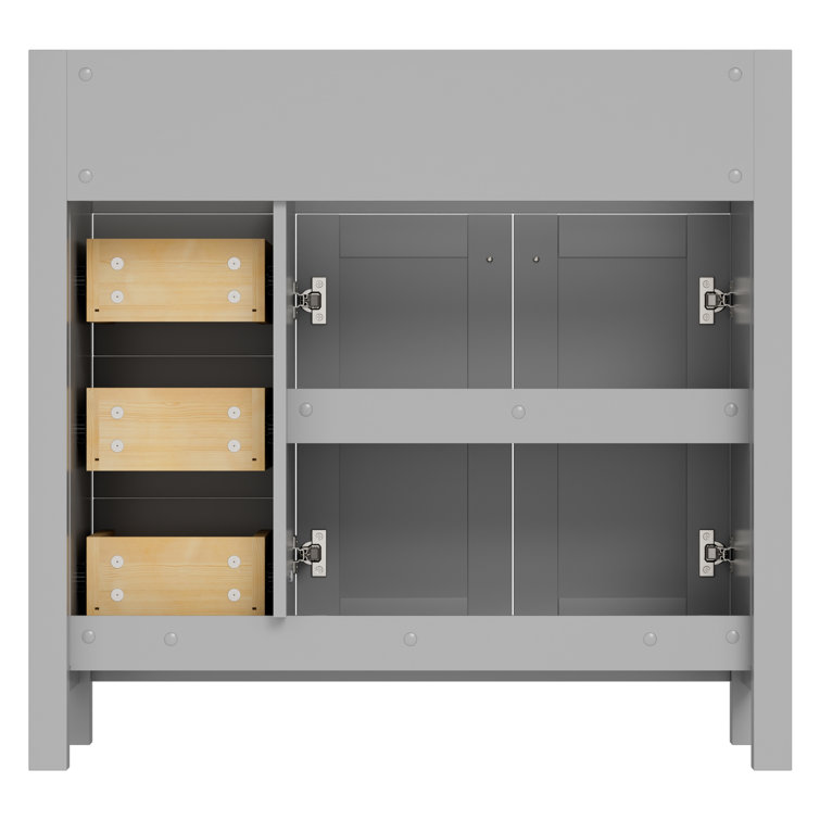 Gray 36" Freestanding Bathroom Vanity with Gold Hardware