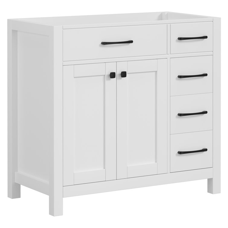 36" White Engineered Wood Freestanding Bathroom Vanity Base
