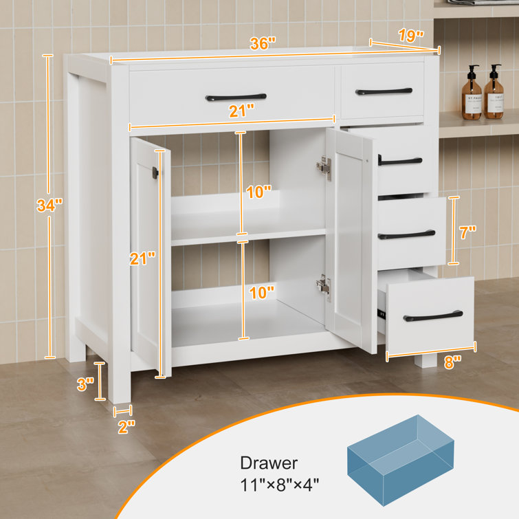 36" White Engineered Wood Freestanding Bathroom Vanity Base