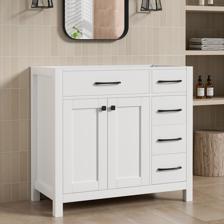 36" White Engineered Wood Freestanding Bathroom Vanity Base