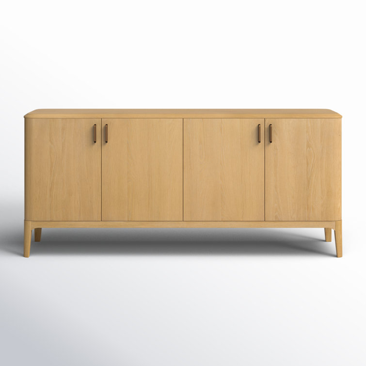 Grif 76'' Natural Oak Sideboard with Antique Brass Hardware