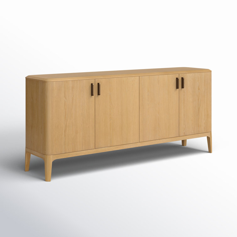 Grif 76'' Natural Oak Sideboard with Antique Brass Hardware