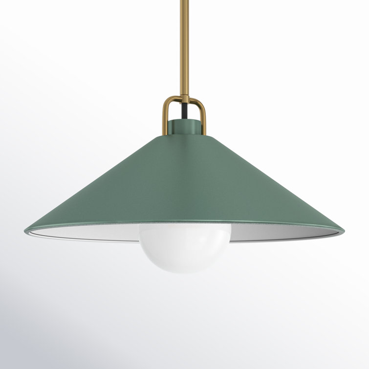 Sage Green and Brass 16" Steel Pendant Light