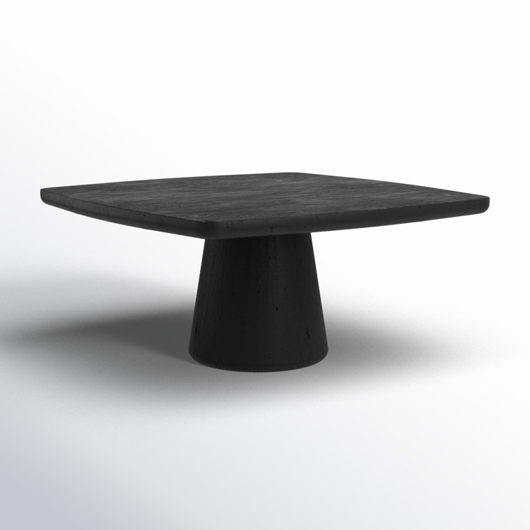 Black Acacia Wood Round Pedestal Dining Table