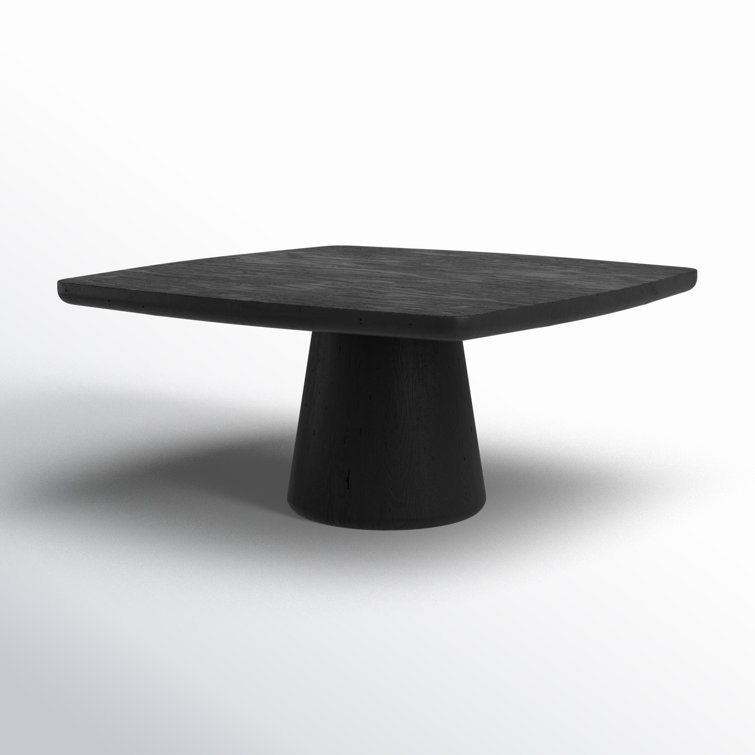 Black Acacia Wood Round Pedestal Dining Table