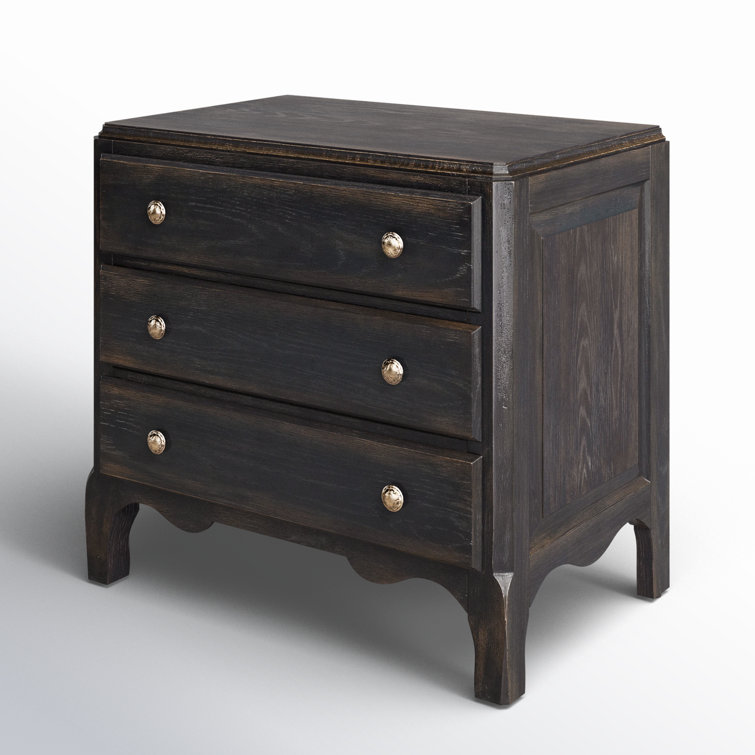 Rustic Black and Brown 3-Drawer Nightstand