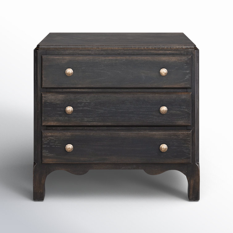 Rustic Black and Brown 3-Drawer Nightstand