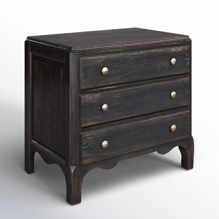 Rustic Black and Brown 3-Drawer Nightstand