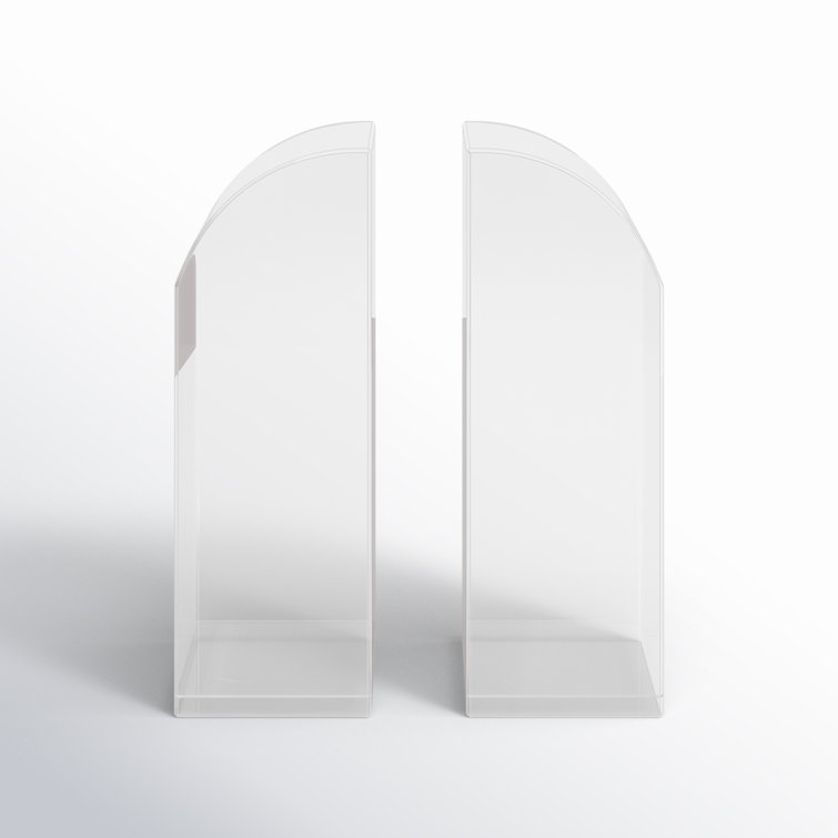 Clear Glass Arched Non-Skid Bookends Set