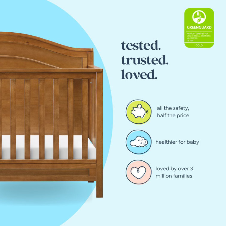 Chestnut Solid Wood 4-in-1 Convertible Crib with Adjustable Heights
